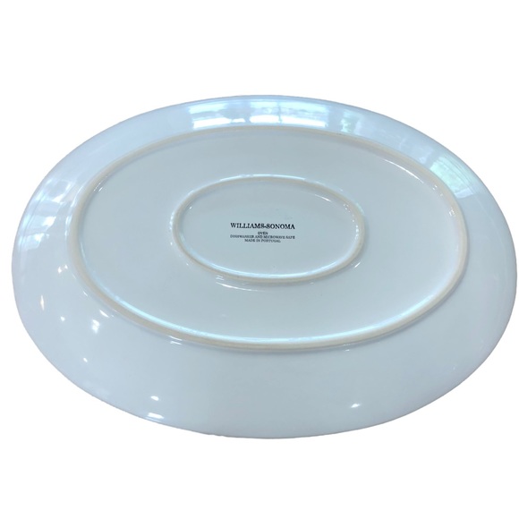 Williams Sonoma Platter 13” Off White Cream Tan Brown Band Edge Spring Easter - Picture 8 of 8